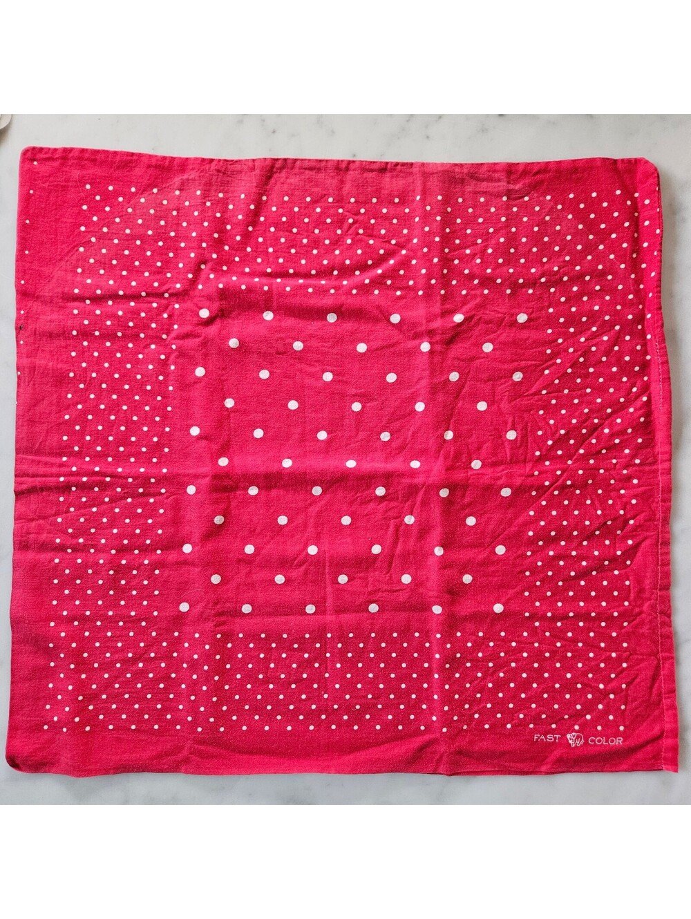 Vtg Fast Color Bandana Trunk Down Elephant Red White Polka Dot 17 "x 17" FLAW